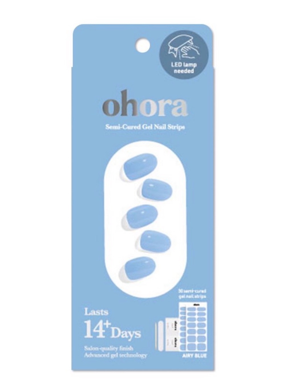 OHORA Airy Blue Semi-Cured Gel Press-On Nails